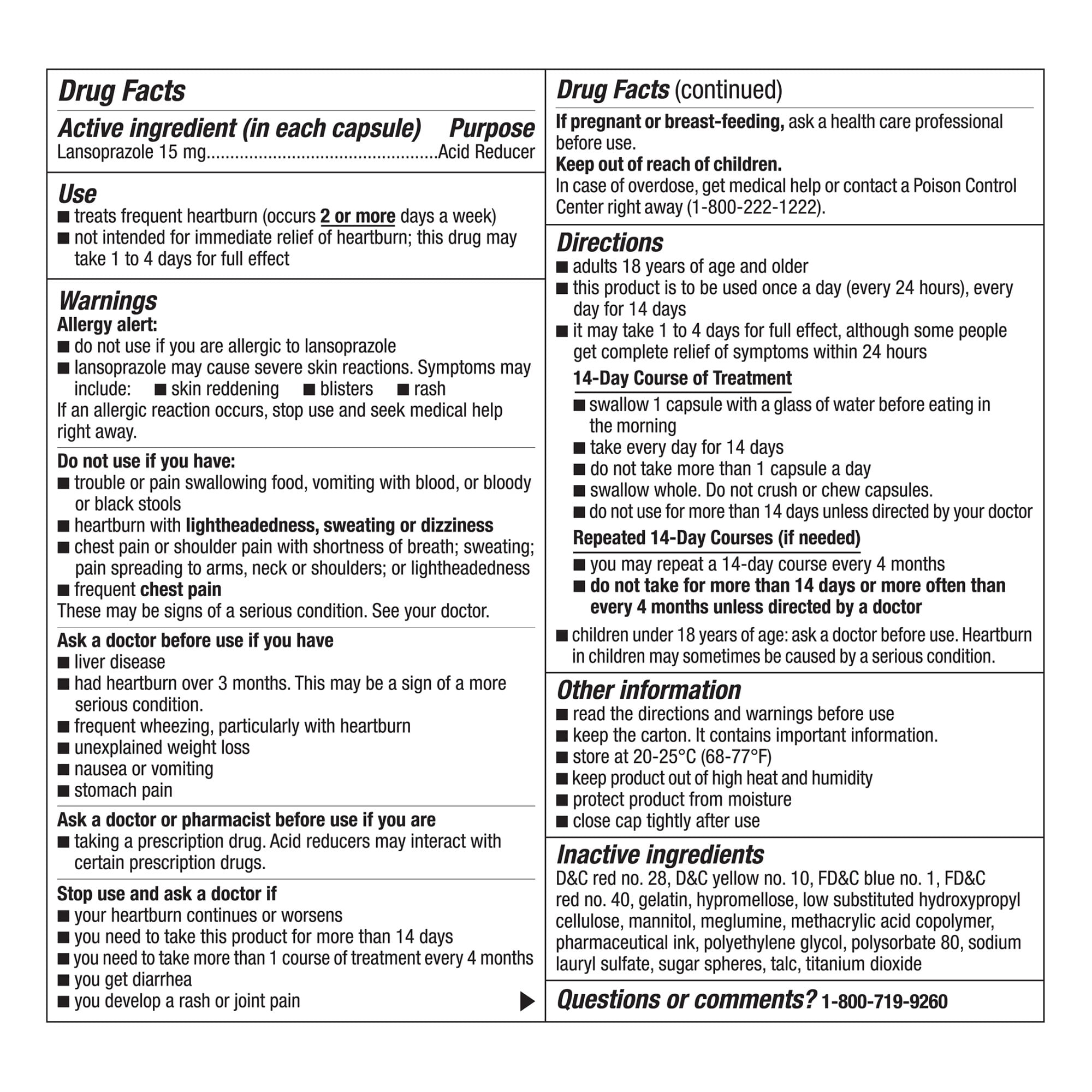 Equate Lansoprazole Delayed Release Capsules 15 mg, Acid Reducer, 42 Count, 3 Pack, Compare to Prevacid 24 HR Active Ingredient