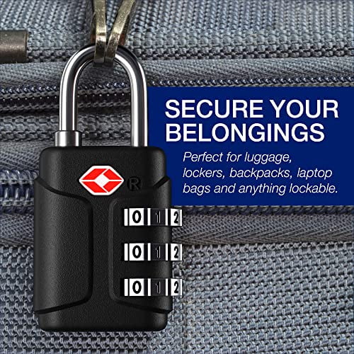 Travel Combination Locker Lock with Inspection Indicator and Alloy Body TSA Approved Luggage Locks School & Gym Locker 4 Digit Padlock for Suitcase Backpack 