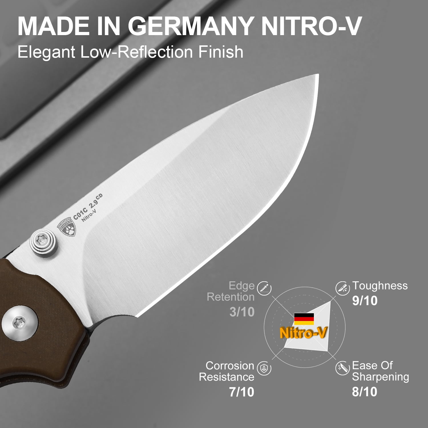 Kizer C01C 2.9 CD Folding Pocket Knife Nitro-V Blade Micarta Handle V3488.29CDA1