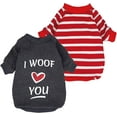 thumbnail image 1 of Fitwarm 2-Pack Valentines Day Dog Shirt for Pet Clothes 100% Cotton Puppy T-Shirts Cat Tee Breathable Stretchy Costumes XS, 1 of 6