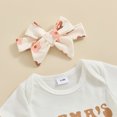 thumbnail image 4 of Bagilaanoe 3pcs Newborn Baby Girl Pants Set Short Sleeve Romper Tops + Floral Flare Trousers + Headband 3M 6M 12M 18M Infant Casual Clothes, 4 of 7