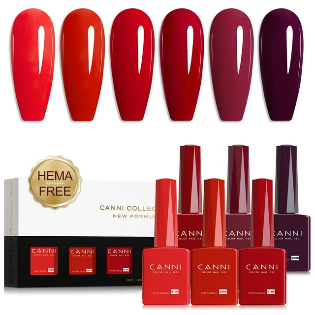 Set de esmaltes de uñas en gel CANNI Bloody Mary, 6 colores, 9 ml