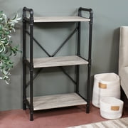 Sunnydaze 3-Tier Freestanding Industrial Bookshelf For Living Room - Black Pipe Style Frame with Wood Veneer Shelves - Oak Gray
