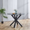 thumbnail image 2 of Tcbosik 42" Round Dining Table for 4-6, Modern Dining Room Table with Cross Legs, Leisure Circle Table for Home Office, Easy Assembly, Matte Black, 2 of 5