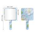 thumbnail image 2 of 1 Pc Espejo de Mano Cuadrado Floral para Mujeres para Viajes de Negocios Gimnasio Azul Blanco Espejo de Plástico de Aluminio, 2 of 3