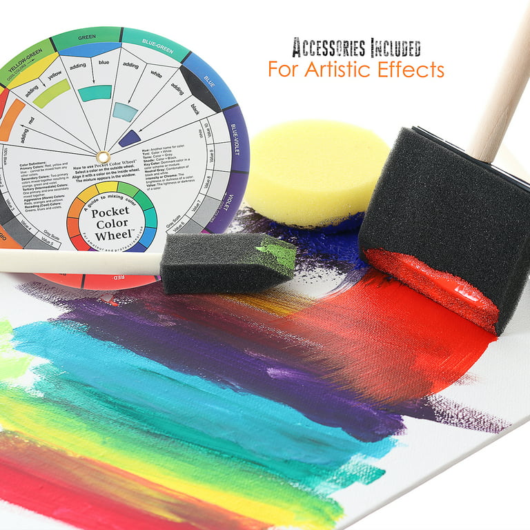 Canvas Panels Painting Kit Art Supplies Set Includes Paint Palette, Sponge  Brushes, Canvases, Paintbrushes , Mixing Wheel 