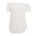 thumbnail image 4 of DuoJiaJ Women's Summer Off Shoulder Blouse With Ruffles Casual Wear Lightweight Comfortable Tops Shirt Women's Linen Shirts White S, 4 of 4