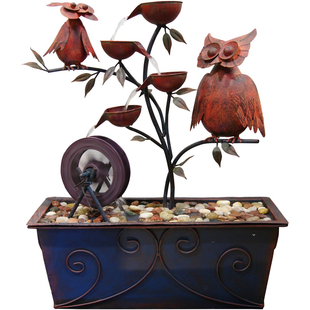 24" Metal Owls Tiering Fountain