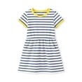 thumbnail image 2 of HILEELANG 2-8 Toddler Girls Navy White Stripe Yellow Trim Summer Play Dress Size 5T, 2 of 8