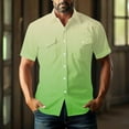 thumbnail image 6 of Yaoyar Mens Retro Solid Color Short Sleeve Gradient Top Button Down Pocket Collar Casual Top Traditional Heritage Design Classic Style Short Sleeve Shirt, 6 of 7