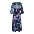 thumbnail image 5 of PuLe 【New】 Summer Short Sleeve Dress Women's Spring Summer Boho Floral Lapel Neck Button Casual A-Line Lace-Up Dress, 5 of 5