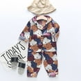 thumbnail image 2 of EnJoCho Clearence Toddler Kids Baby Boys Girls Cartoon Satin PJ Set - Long Pants & Button-Down Top Toddler Sleepwear Boys Girls Soft Silk-Like Loungewear, 2 of 5