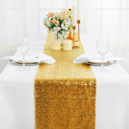 

Yubatuo Table Runners Christmas Decorations Sequin Table Runner Glitter Table Runner for Birthday Party Supplies Decorations 1 Pcs Gold