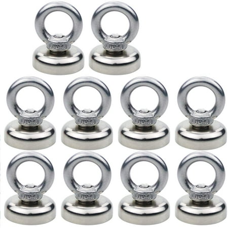 

DIYMAG Magnetic Hooks 40 lbs(18 KG) Pulling Force Rare Earth Magnetic Hooks with Countersunk Hole Eyebolt for Home Kitchen Workplace Office and Garage Pack of 10 Silver DIY-NJ25-10P