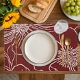 thumbnail image 4 of Red Flowers Placemats Set of 6, Spring Floral Botanical Modern Art Placemats for Dining Table, Place Mats for Kitchen Tabletop, Waterproof Wipeable Dining Table Mats Set, 4 of 9