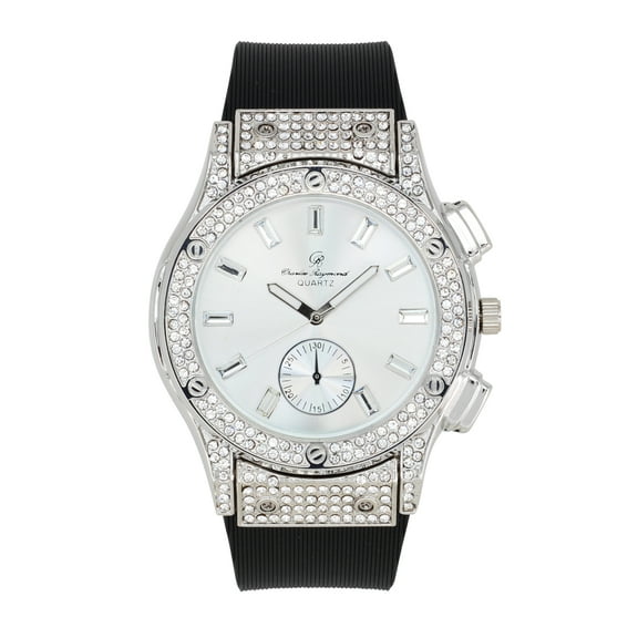 Charles Raymond Big Bling Watch Inspired by Hip Hop - Men's Iced Out Timepiece- Diamond Rhinestones on Blast - ST10311 SB SLV