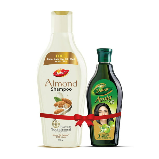 Dabur Almond Shampoo, 200ml with Free Amla Hair Oil, 180ml 