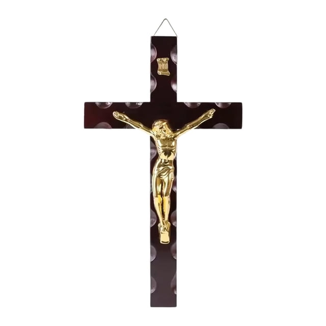 Crucifijo de pared, cruz, adorno, figura sagrada, arte, cruz católica de madera, pared Jesús dorado 173x30cm