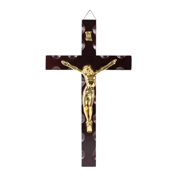 Wall Crucifix Cross Wooden Holy Figurine Pine Material Devout Christmas Easter Gift for Family Friends