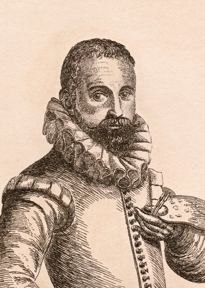 Karel Van Mander 1548-1606 Flemish Painter Poet Biographer From 75 Portraits Of Celebrated Painters From Authentic Originals Etched By James Girtin Published London 1817 Canvas Art - Ken Welsh Design