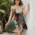 thumbnail image 3 of Fantasy Harlequin Cats Women's Tank Dress V Neck Sleeveless Summer Sundress, 3 of 7