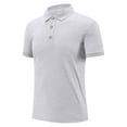 thumbnail image 2 of Ecqkame Summer Men Solid Color Tops Short Sleeve Turndown Collar Shirts Casual Classic Button Basic T Shirt 02-Gray XXXL, 2 of 7