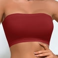 thumbnail image 2 of DDAPJ pyju Womens Strapless Bras Wireless Bandeau Bra Seamless Comfort Padded Tube Bra Supportive Bralette Red L, 2 of 6