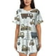 thumbnail image 1 of Balery Tractor and Dumper Conjunto de Pijama para Mujer con Estampado, Dos Piezas de Manga Corta y Shorts, Ropa de Dormir Suave con Cuello Redondo y Bolsillos-Small, 1 of 6