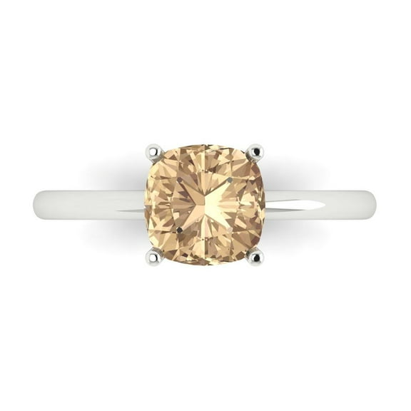 Clara Pucci 14K White Gold 2ct YellowMoissanite Solitaire Ring for Women