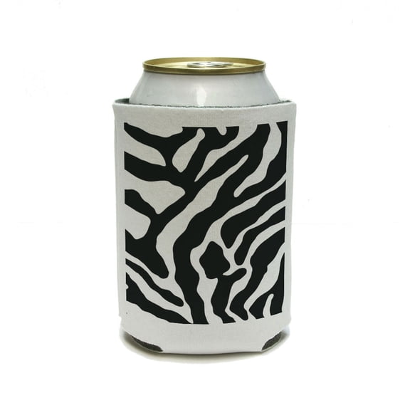 Zebra Print - Black and White Can Cooler Drink Insulator Beverage Insulated Holder