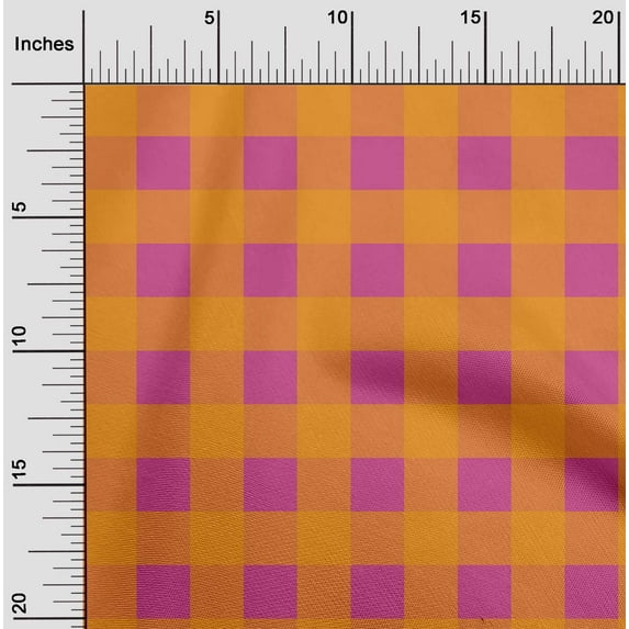 oneOone Cotton Cambric Pink Fabric Gingham Check Dress Material Fabric Print Fabric By The Yard 56 Inches Wide