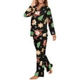 thumbnail image 3 of Garronmavis Christmas Santa Claus Women's Long Sleeve PJ Set Button Down Moisture Wicking Sleepwear Loose Fit Night Shirt & Elastic Waist Pajama Pants 2-Piece, 3 of 7