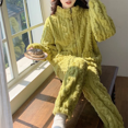 thumbnail image 1 of Invierno estilo coreano nuevo Jacquard algodón Color sólido ropa de dormir mujer Cable tejido Coral forro polar grueso ropa de casa Suitins, 1 of 5