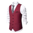 thumbnail image 4 of EGNMCR Débardeurs Hommes Mode Rétro Uni avec Poches Bouton Col en V Débardeurs Blouse, 4 of 9