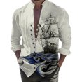 thumbnail image 1 of XDZJLR Chemise Homme Impression Numérique 3D Bateau Poche Boucle Col à Revers Manches Courtes, 1 of 7