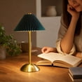 thumbnail image 5 of Cordless Pleated Table Lamp, Rechargeable Vintage Bedside Lamp, Portable Fabric Shade Night Light for Bedroom Dining Room Home Decor, 5 of 7