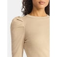thumbnail image 4 of Time and Tru Women's Top with Long Puff Sleeves, Size XS-XXXL, 4 of 5