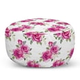 thumbnail image 1 of Rose Pouf Cover with Zipper, Nosegay of Roses and Wildflowers Design Watercolor Paint Effect, Soft Decorative Fabric Unstuffed Case, 30" W X 17.3" L, Reseda Green Off White, by Ambesonne, 1 of 5