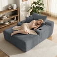 thumbnail image 2 of Yomsum Oversized Lounge Chaise, Boneless Corduroy Chaise Sofa with 3 Pillows and Built-in Cup Holders, Indoor Reclining Sofa, Gray, 2 of 7