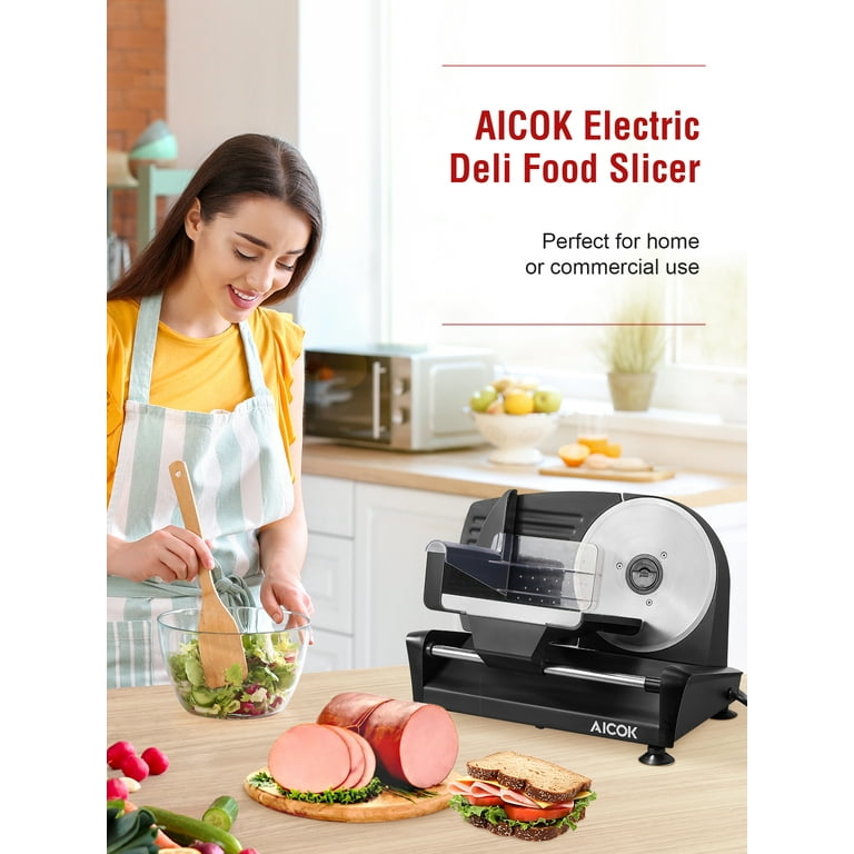 FOHERE 200W Electric Meat & Food Slicer, Dual 7.5'' SS FOHERE 200W Electric Meat & Food Slicer, Dual 7.5'' SS