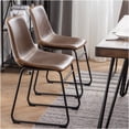 thumbnail image 5 of JERFIT Industrial 7-Piece Dining Set with Table and 6 Chairs, Rustic Brown Faux Leather Seats, Metal Legs, for Kitchen and Dining Room, 5 of 9