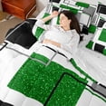 thumbnail image 5 of Manfei Glitter Green Square King Bedding,Contemporary Simple Art King Bed in a Bag, Reversible 7pcs, 5 of 6