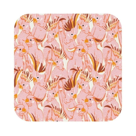 

Qekee Pink Cockatoo Birds Print PU Leather Absorbent Coasters Leather Coasters Set for Cups Drinks 4 Coasters 6 Pcs for Coffee Bar Home Decor Square