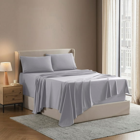 Nestl Split King Sheet Sets, 1800 Series Deep Pocket 5 Piece, Luxury Soft Microfiber Bed Sheet Sets, SILVER GRAY sheets