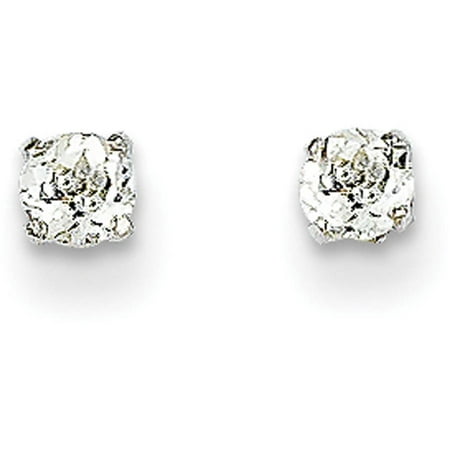 White Topaz 14kt White Gold 3mm Stud Earrings (Best Fake Diamond Studs)