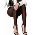 thumbnail image 3 of Women'S High Waist Shiny Stirrup Skinny Stretch Leggings Chocolate Brown XL, 3 of 7