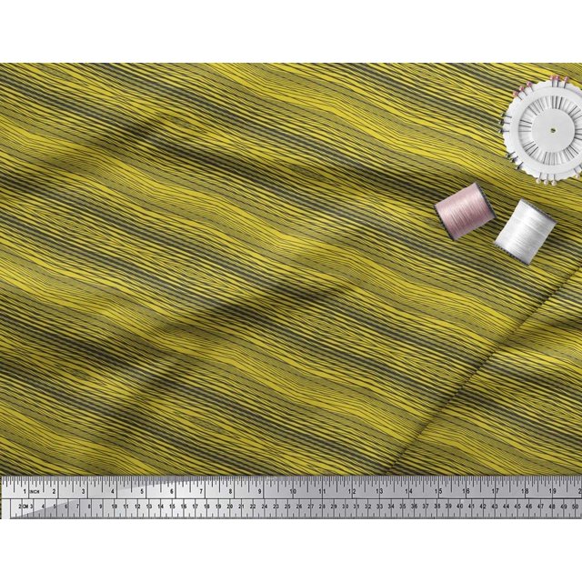 Soimoi Velvet Fabric Horizontal Stripe Printed Craft Fabric by The Yard 58 Inch Wide