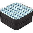 thumbnail image 6 of GZHJMY Leather Jewelry Box Blue Mint Chevron Portable Mini Jewelry Storage Bag for Travel, Small Ring Case Earrings Organizer Necklaces Box for Women Girls, 6 of 7