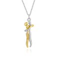 thumbnail image 4 of Couple hugging pendant Lovers Necklace SILVER GOLD, 4 of 4