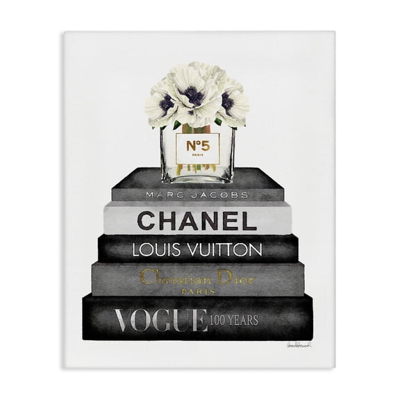 Stupell Industries Glam Monochrome Fashion Designer Bookstack Canvas Art, 16 x 20, by Amanda Greenwood